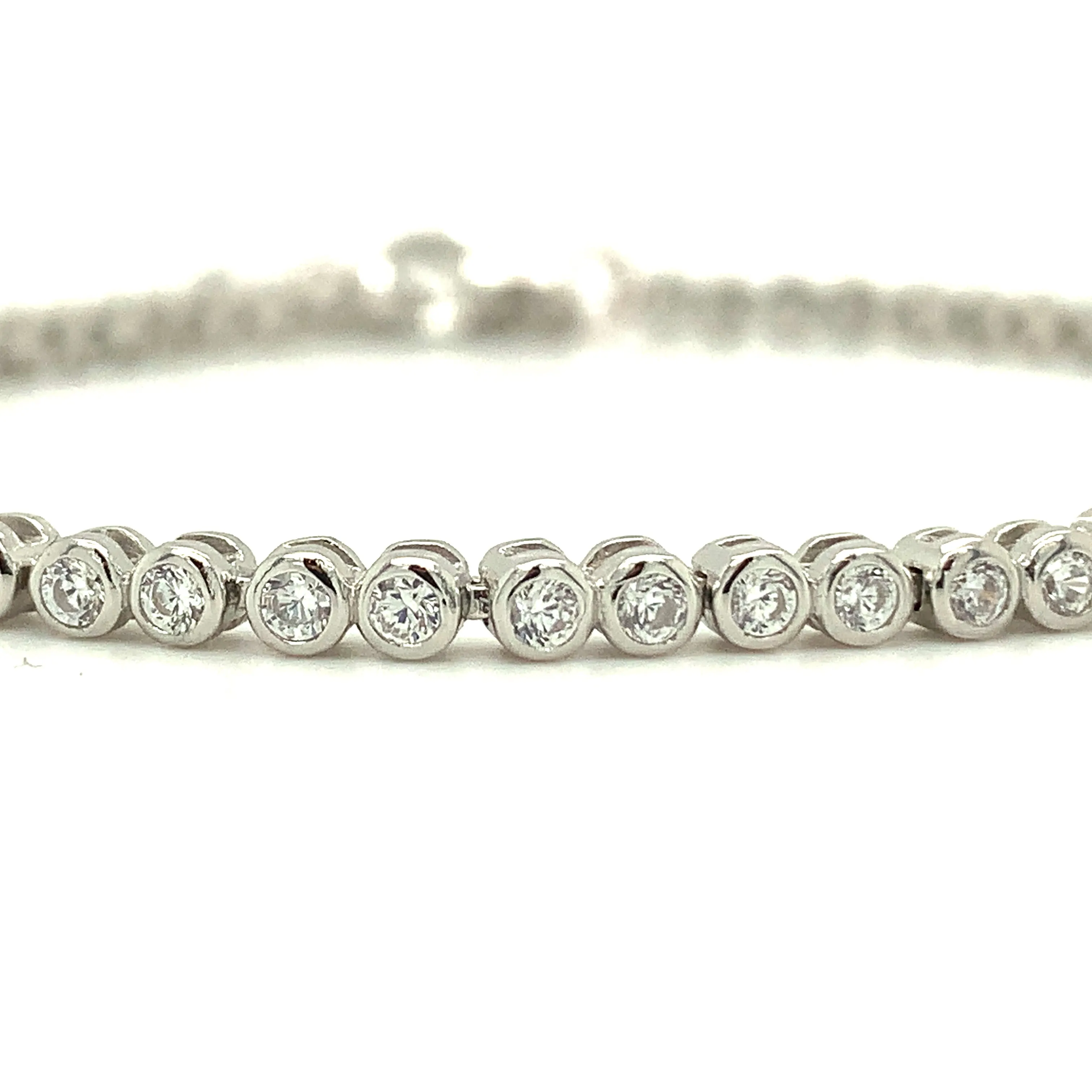 Sterling Silver Petite Bezel Set CZ Tennis Bracelet