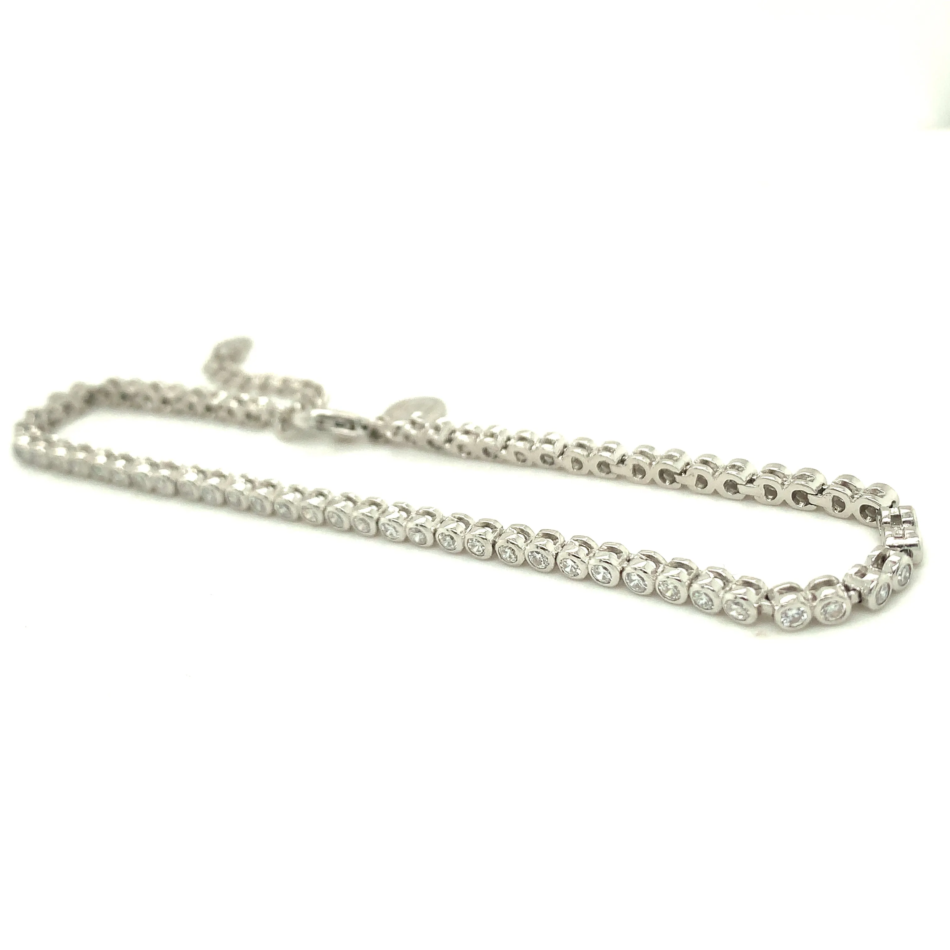 Sterling Silver Petite Bezel Set CZ Tennis Bracelet