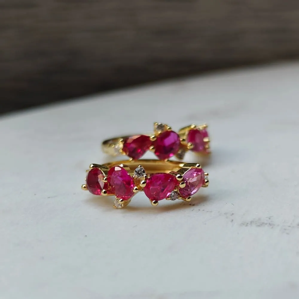 The Legacy - Ruby Cluster Ombre Hoops