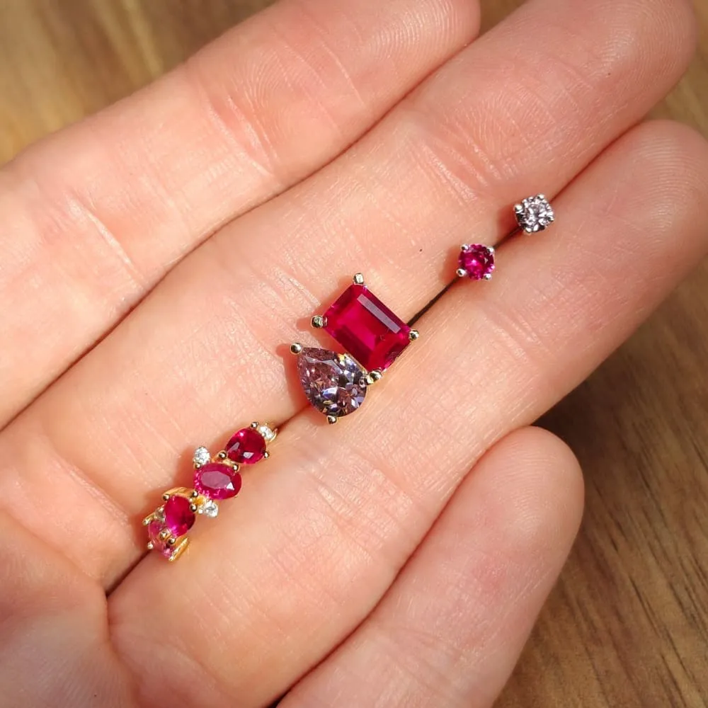 The Legacy - Ruby Cluster Ombre Hoops