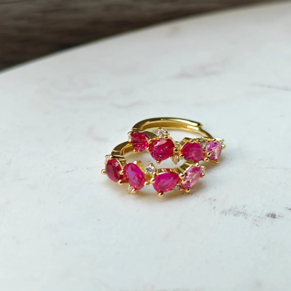 The Legacy - Ruby Cluster Ombre Hoops
