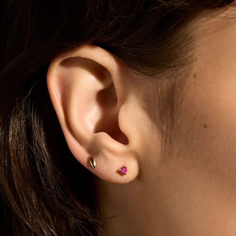 Tiny Stud, Ruby, Gold