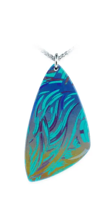 Titanium Large Blue Swirl Necklace
