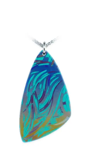 Titanium Large Blue Swirl Necklace