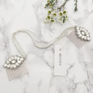 Wedding hair comb with chains - 'Cervé'