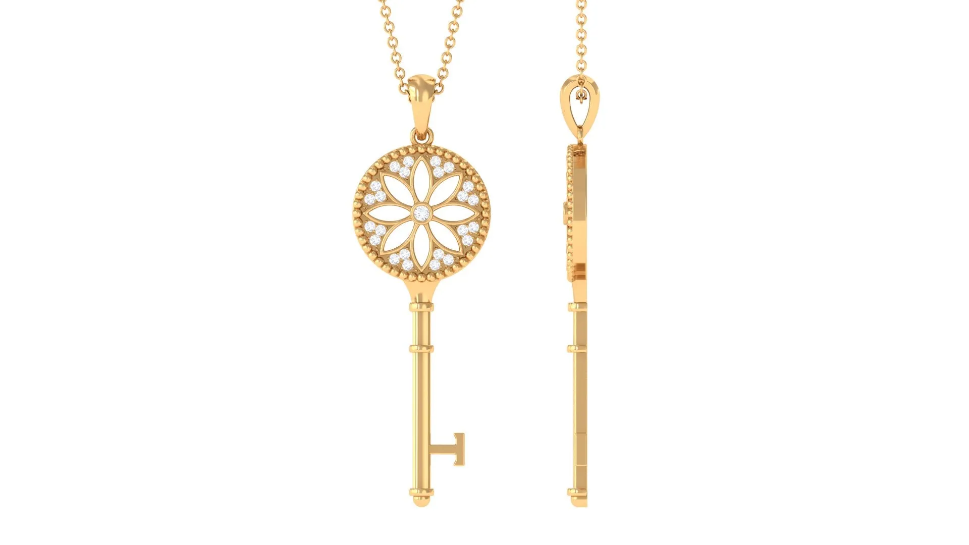 Zircon Vintage Inspired Floral Pendant Necklace