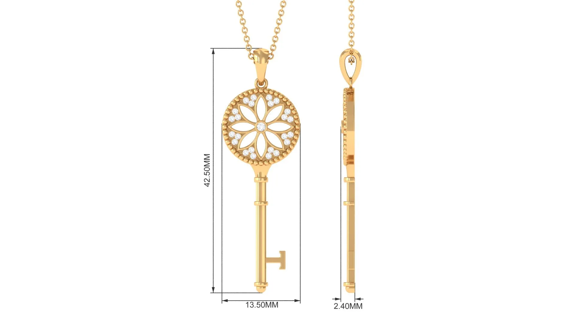 Zircon Vintage Inspired Floral Pendant Necklace