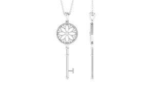 Zircon Vintage Inspired Floral Pendant Necklace