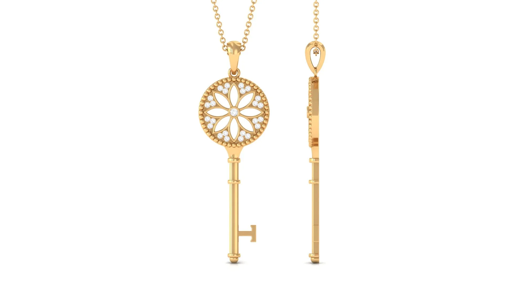 Zircon Vintage Inspired Floral Pendant Necklace
